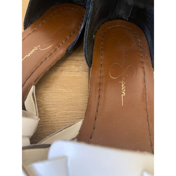 Jessica Simpson Black & White Gladiator Sandals With Back Zipper Size 9.5 - Picture 5 of 6